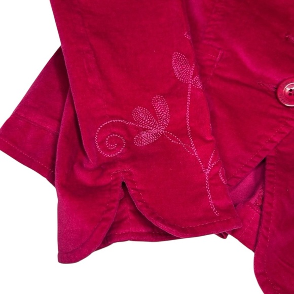 Live a Little Pink Velvet Embroidered Floral Blazer Jacket M Y2K Western Boho - Picture 11 of 13
